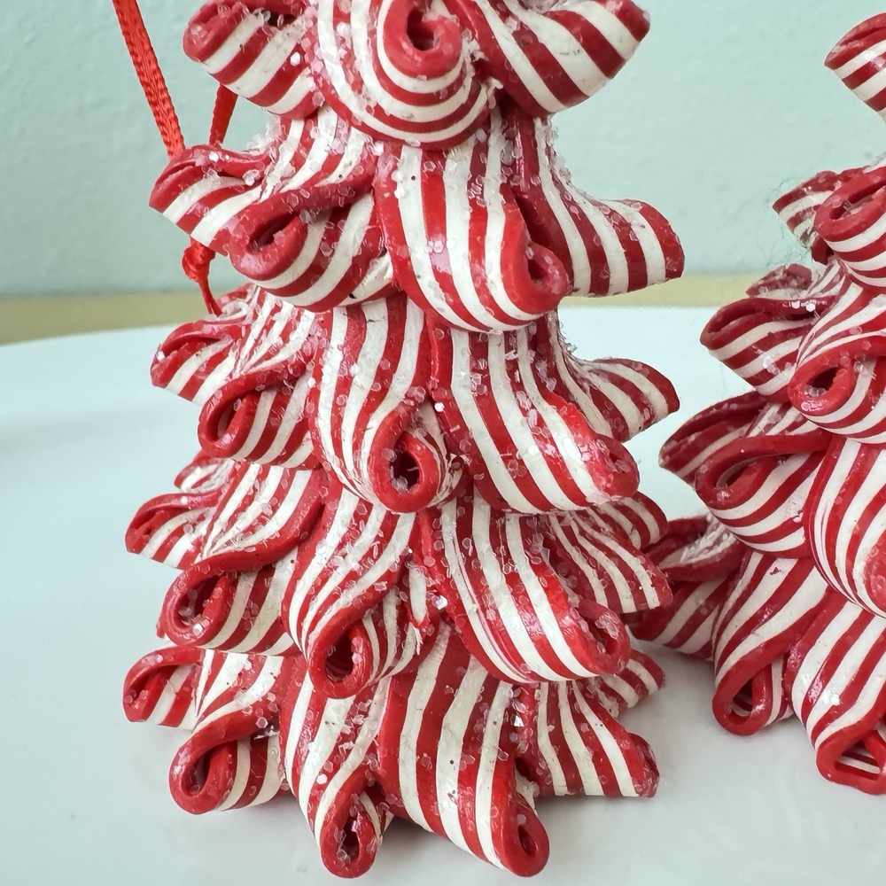 Peppermint Candy Cane Christmas Holiday Tree Ornament‎ Set Lot 2 Decorations - Picture 4 of 5